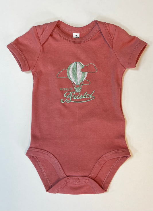 Born In Bristol Rose Pink Hot Air Balloon Bodysuit