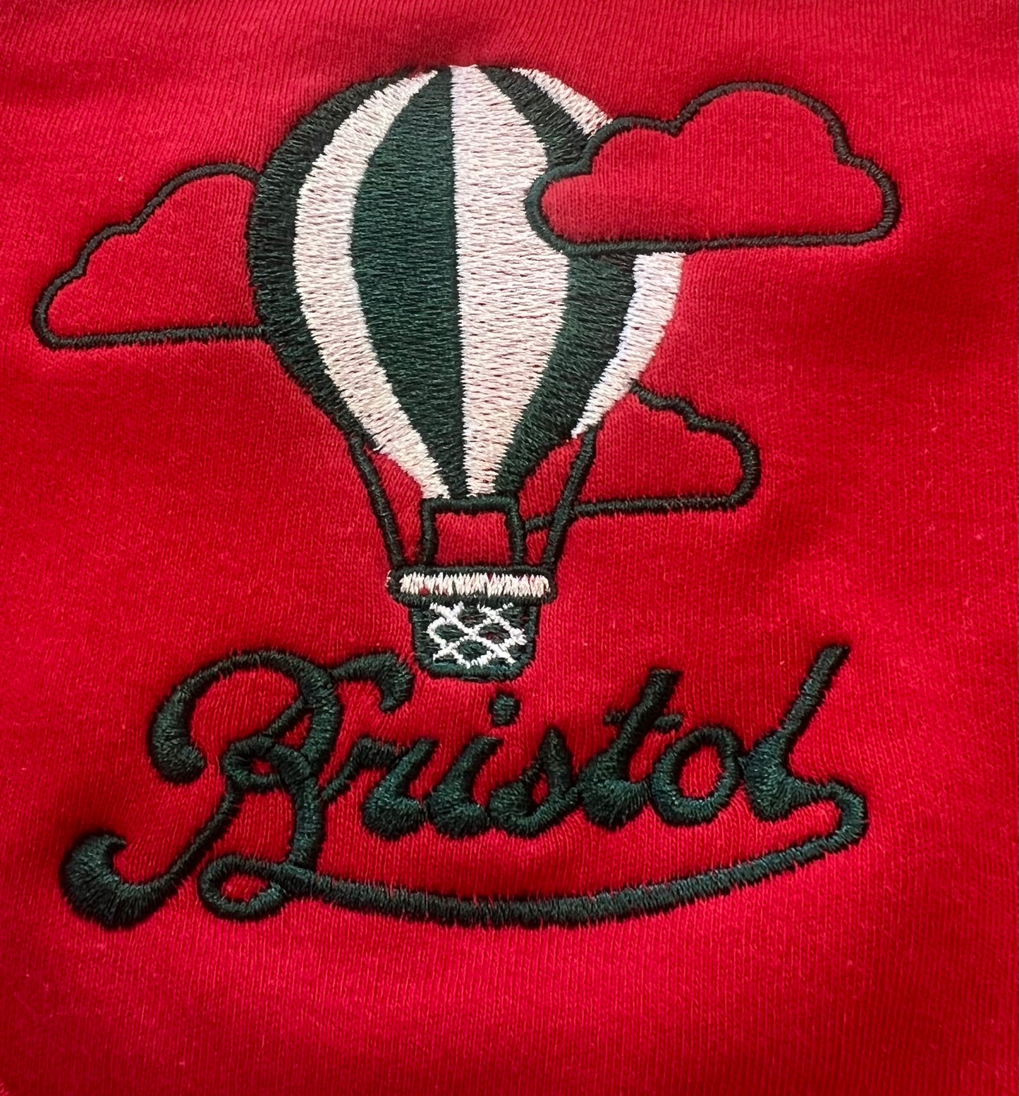 BORN IN BRISTOL RED EMBROIDERED BANDANA BIB